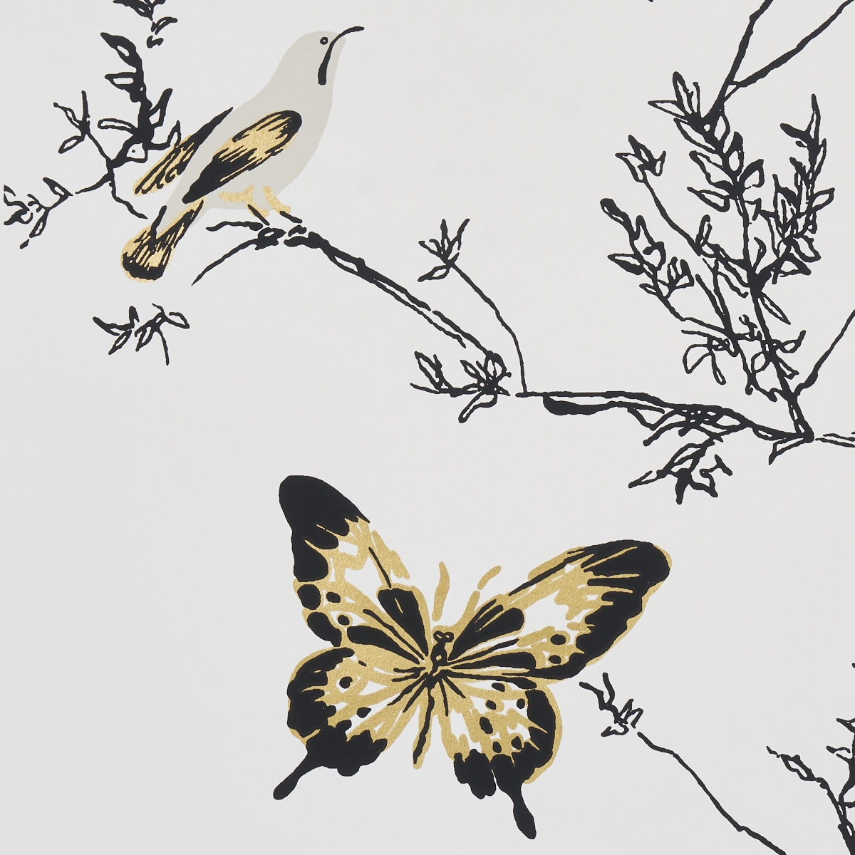 Birds & Butterflies_ BLACK & GOLD