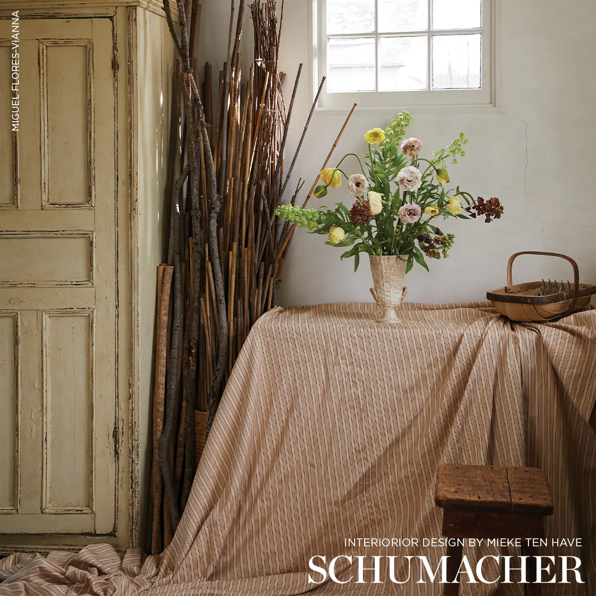 ANTIQUE TICKING STRIPE_ SANDALWOOD