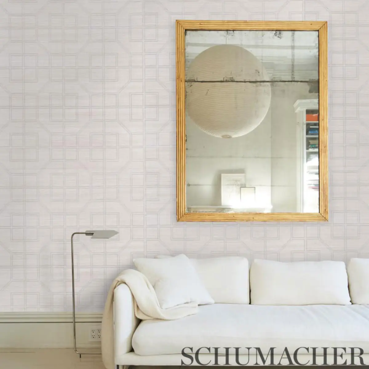 LINYI EMBROIDERED FRET SISAL_ NATURAL SHIMMER