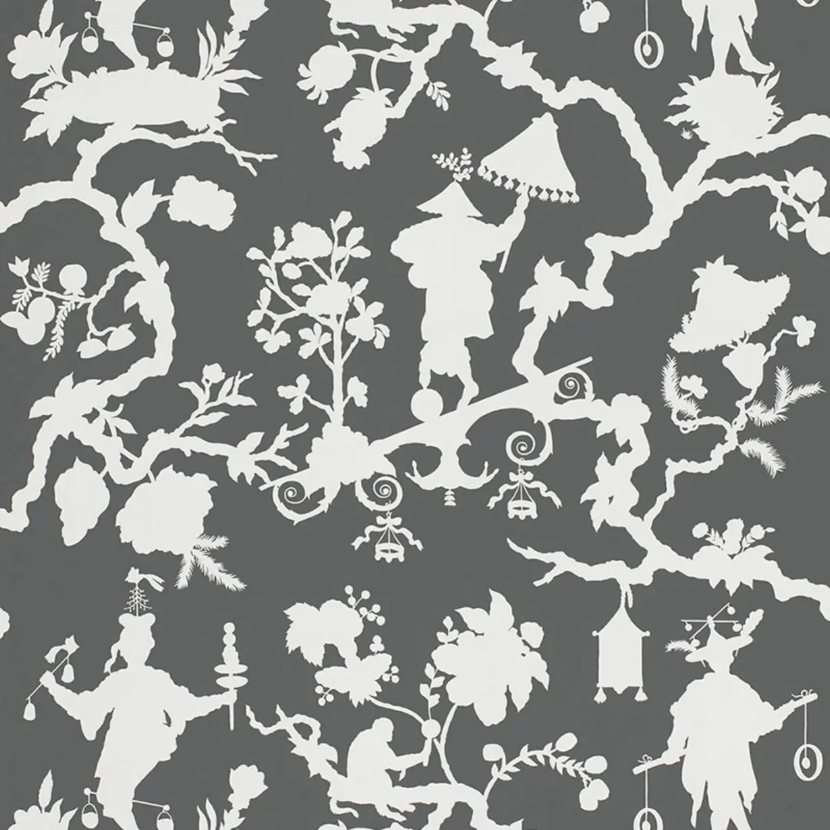SHANTUNG SILHOUETTE PRINT_ SMOKE