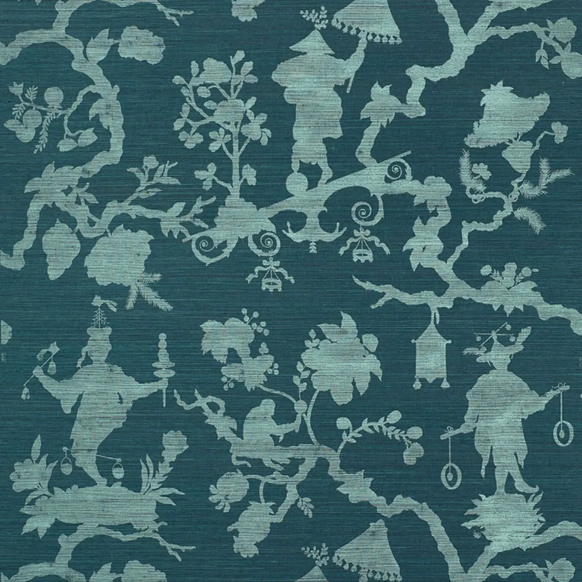 SHANTUNG SILHOUETTE SISAL_ PEACOCK