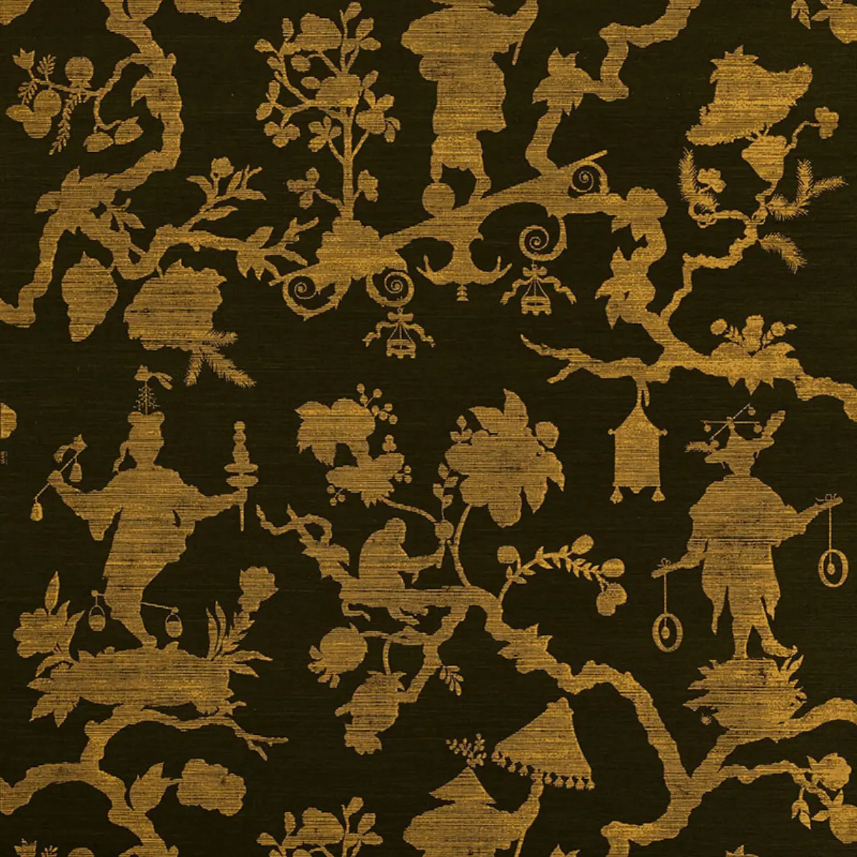 SHANTUNG SILHOUETTE SISAL_ GOLD ON JET