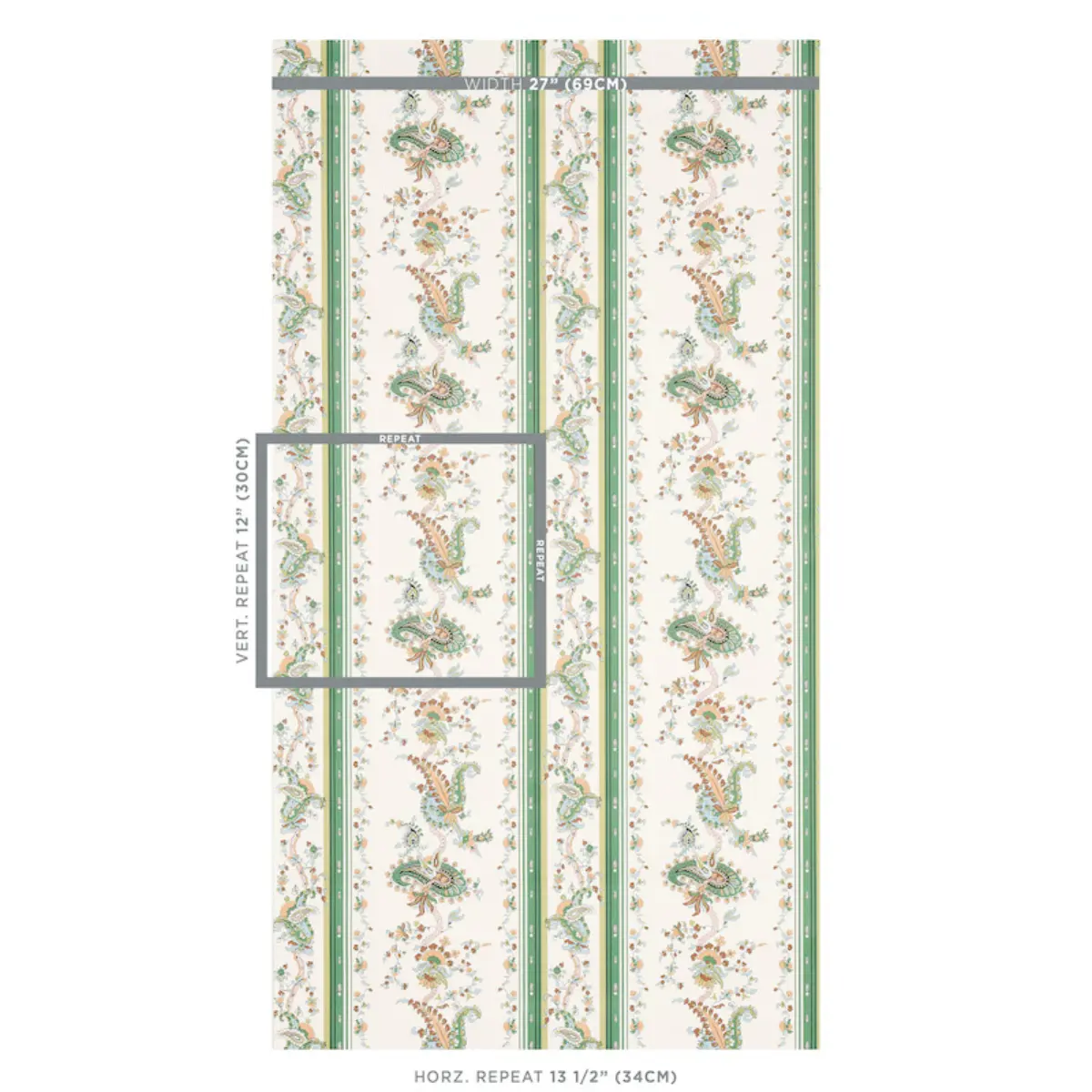 ELENA PAISLEY STRIPE_ GREEN