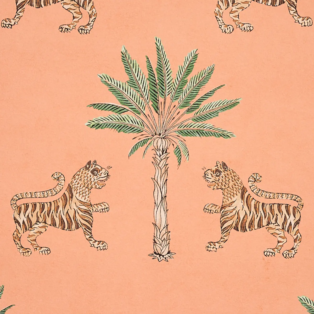 TIGER PALM_ CRIMSON ON PEACH
