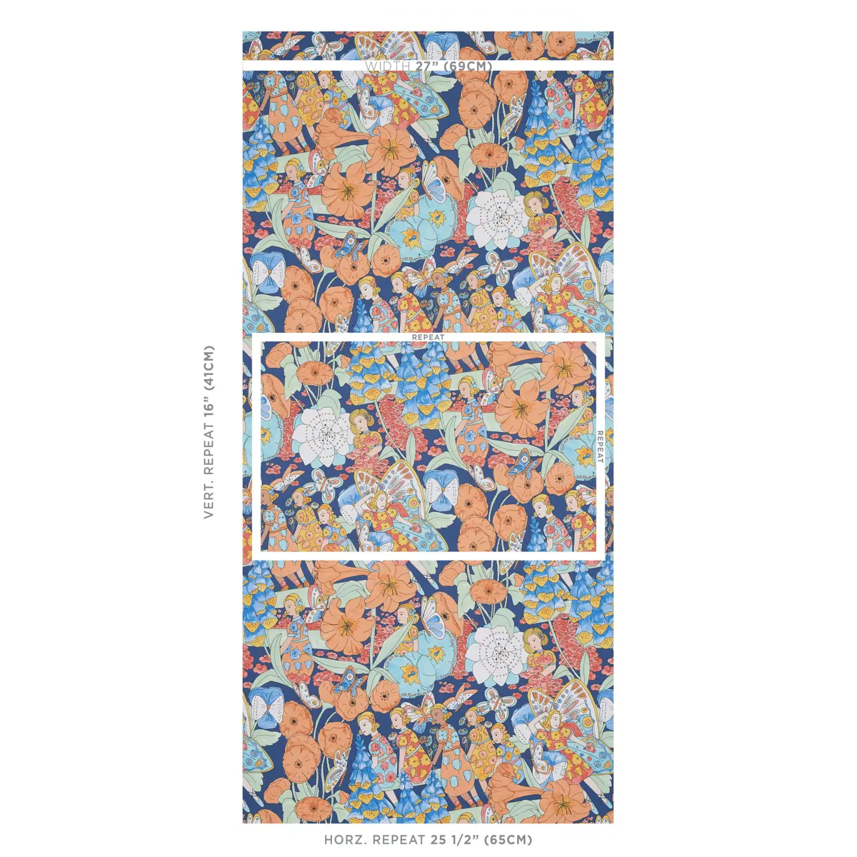 FAIRIE GARDEN_ ORANGE AND NAVY