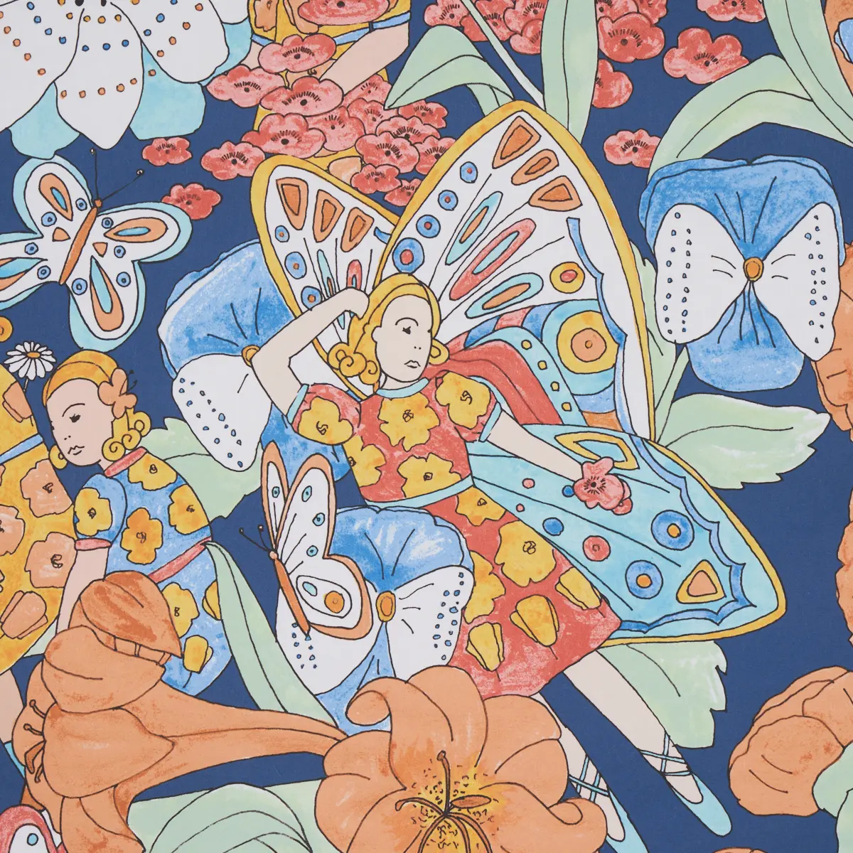 FAIRIE GARDEN_ ORANGE AND NAVY