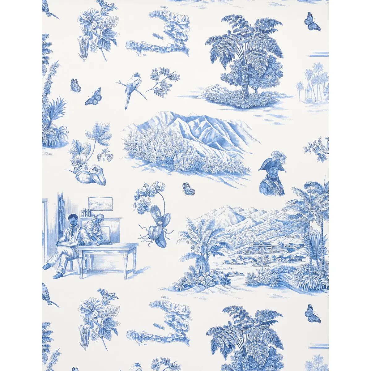 TOUSSAINT TOILE_ BLUE ON IVORY