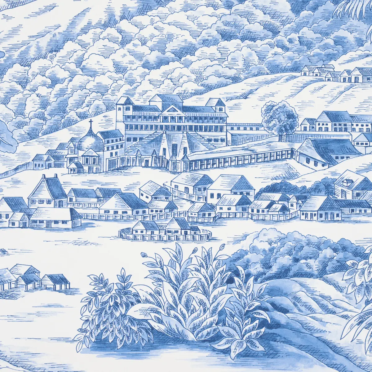 TOUSSAINT TOILE_ BLUE ON IVORY