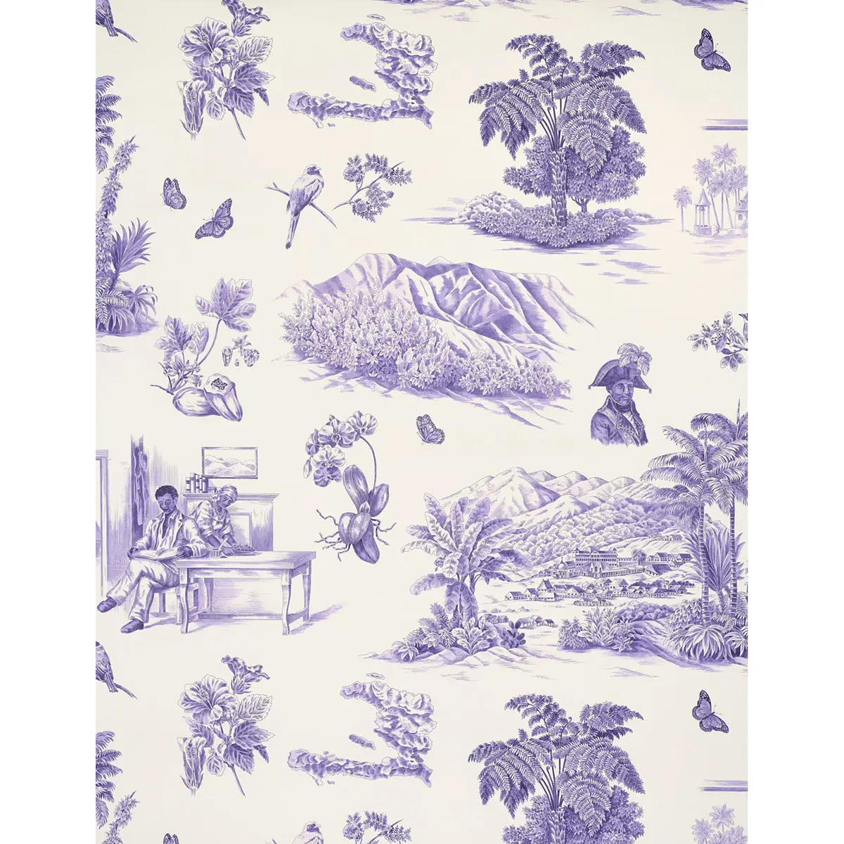 TOUSSAINT TOILE_ PURPLE ON CREAM