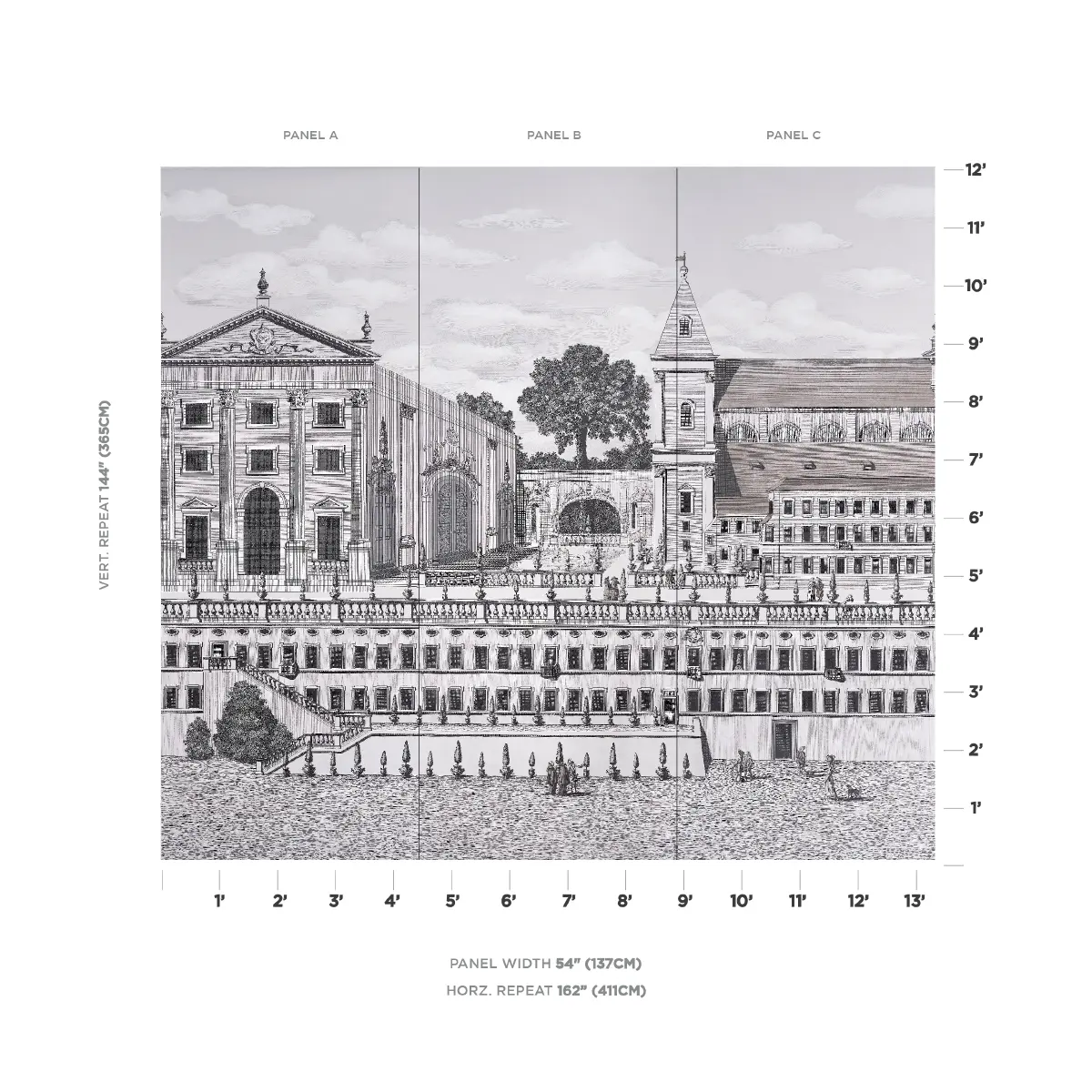 PIAZZA FIRENZE PANEL SET_ GRISAILLE