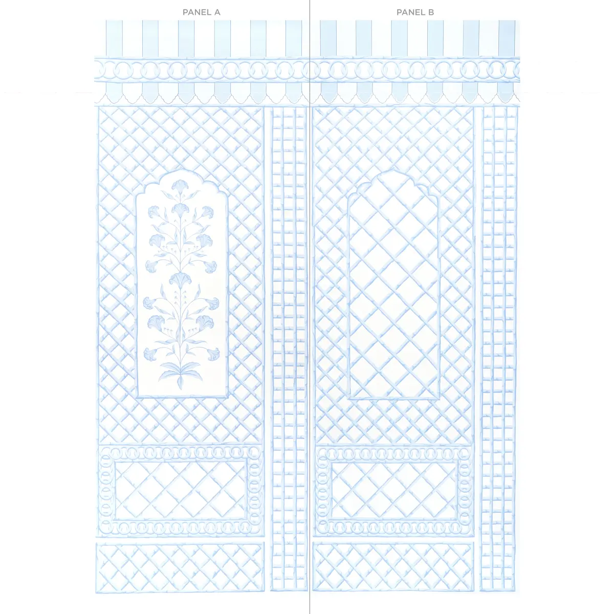 BAMBOO TRELLIS PANEL B_ BLUE