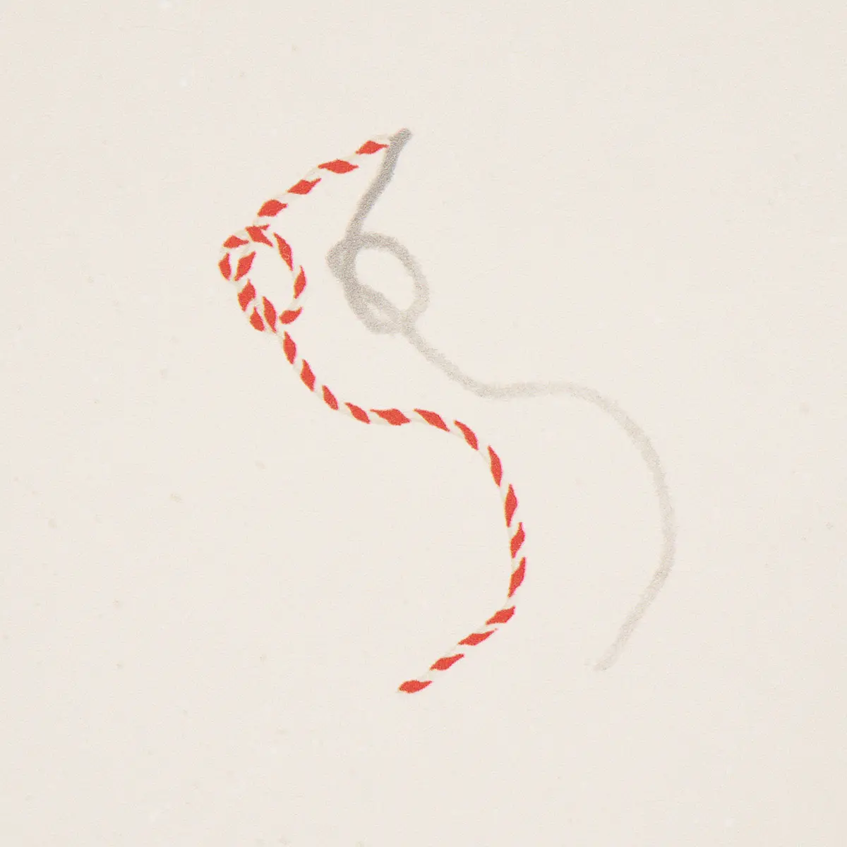 BUTCHER STRING_ RED AND WHITE ON IVORY