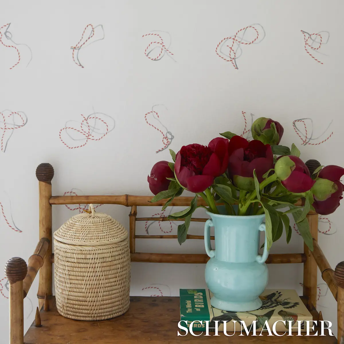 BUTCHER STRING_ RED AND WHITE ON IVORY