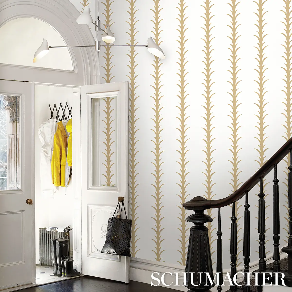 ACANTHUS STRIPE_ GOLD ON IVORY