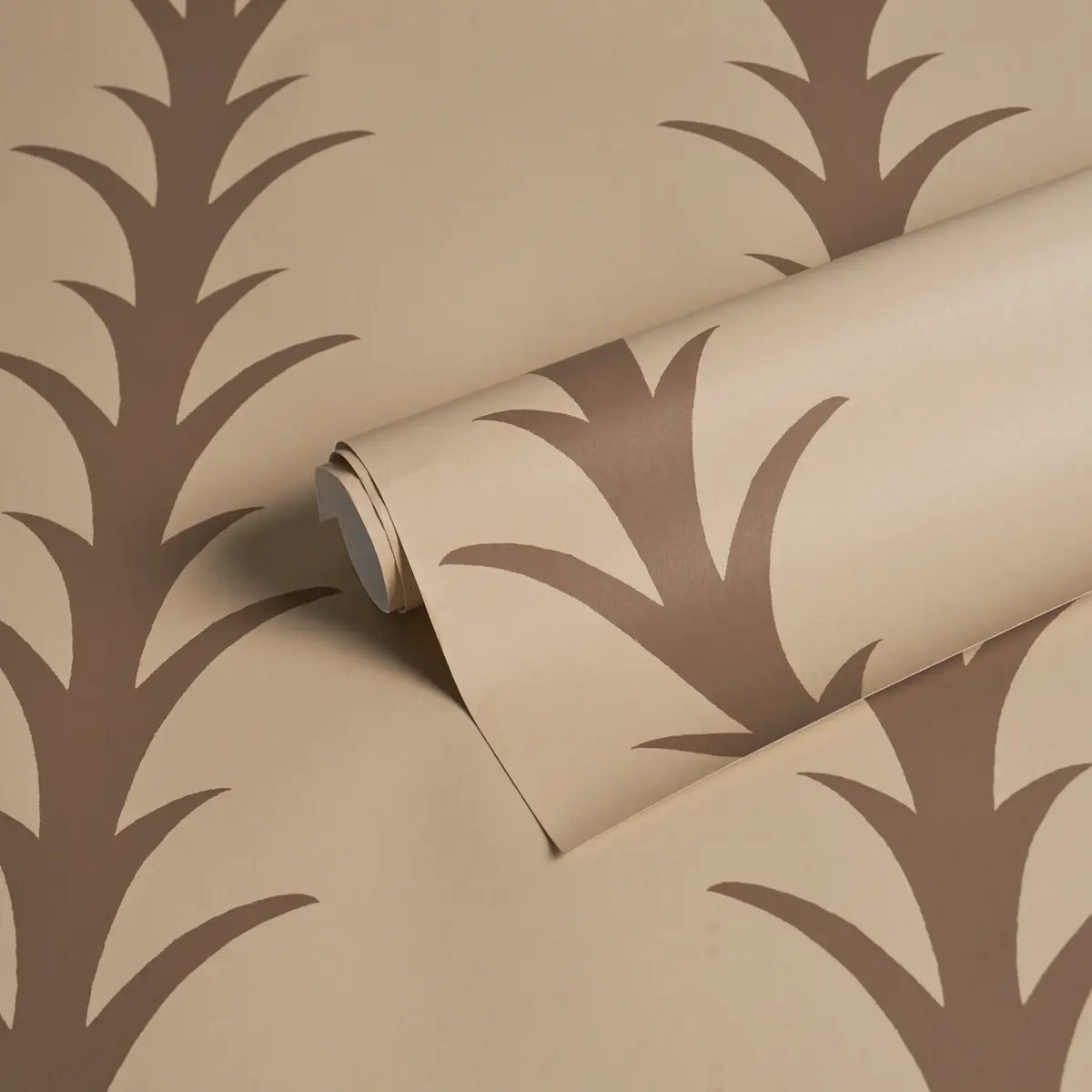 ACANTHUS STRIPE_ BROWN ON BEIGE