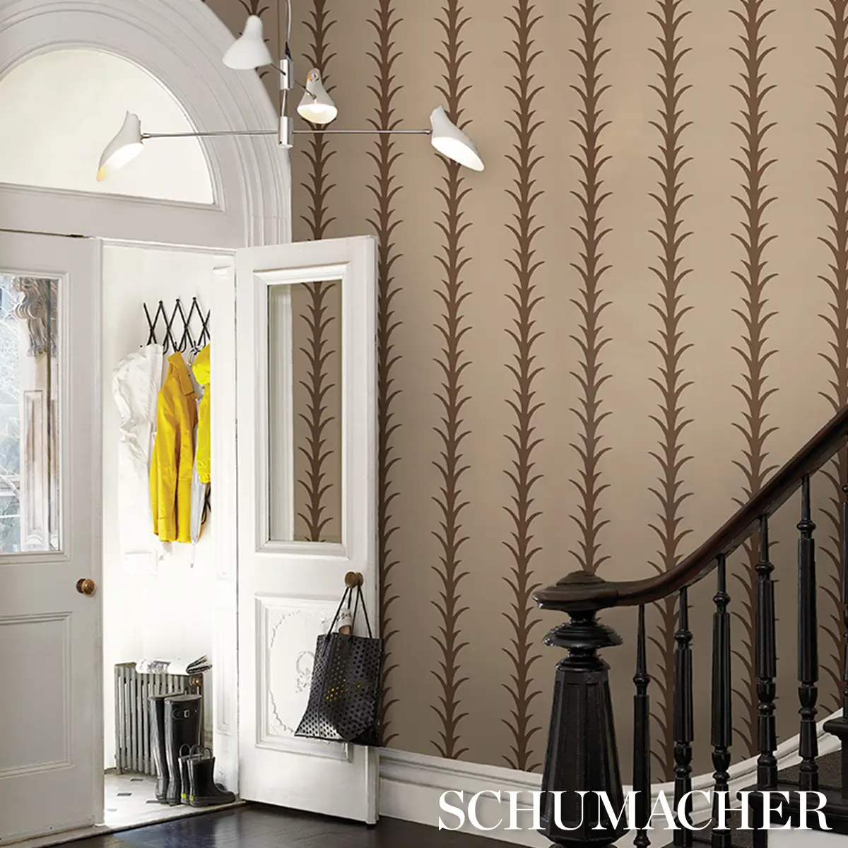 ACANTHUS STRIPE_ BROWN ON BEIGE