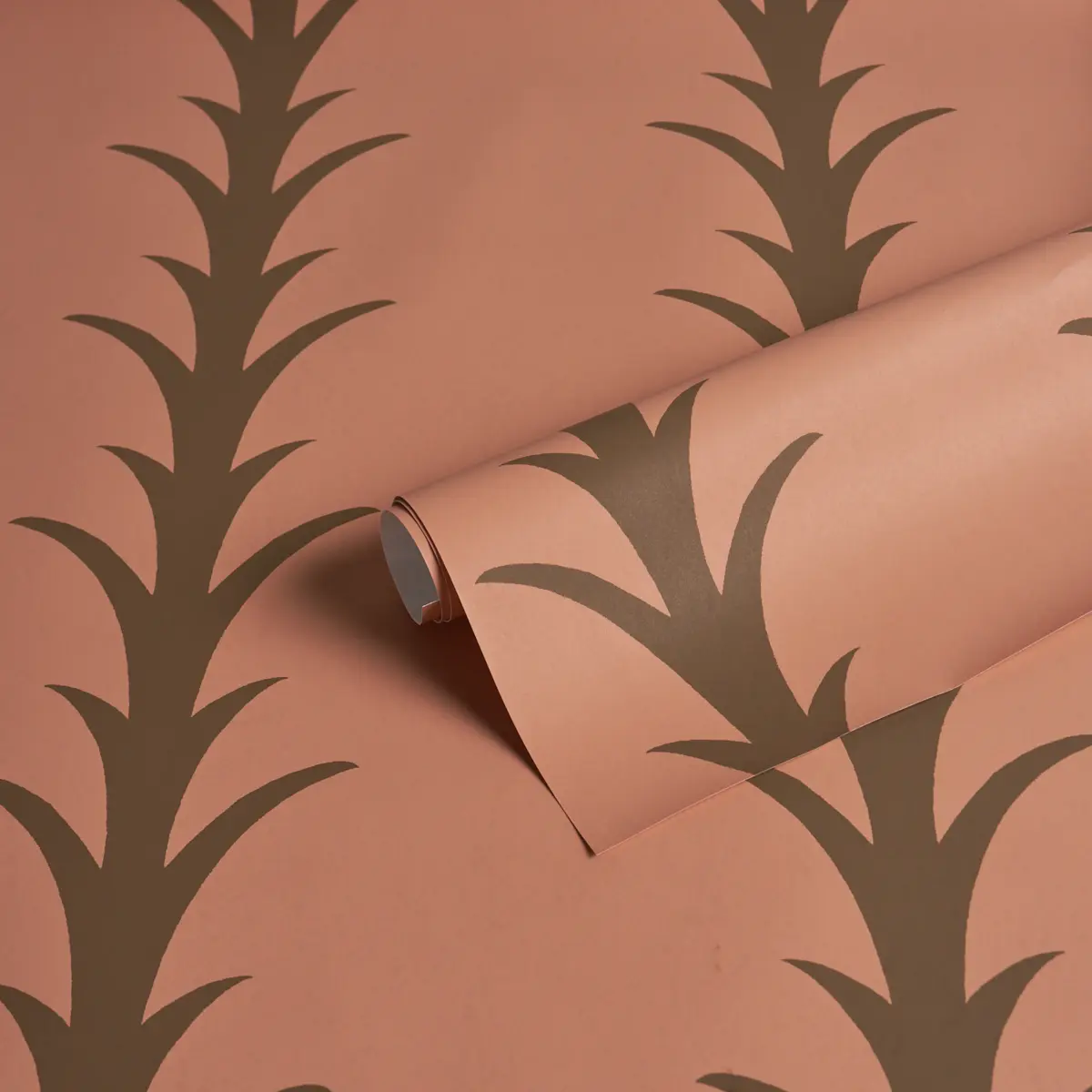 ACANTHUS STRIPE_ BROWN ON ROSEWOOD
