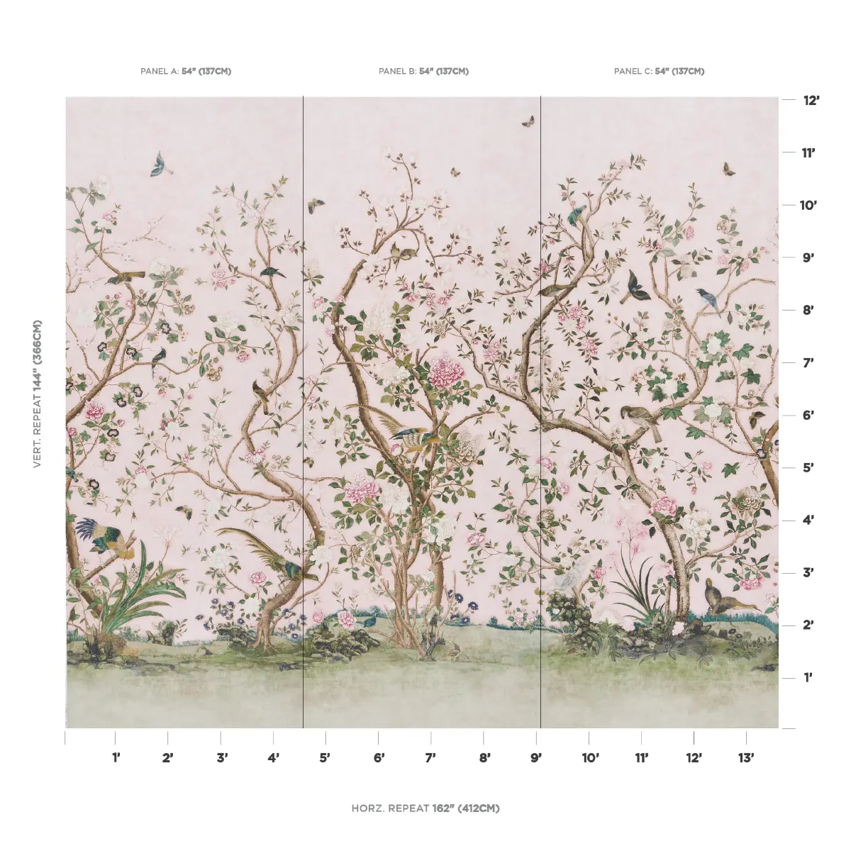 Les Oiseaux Panel Set_ BLUSH