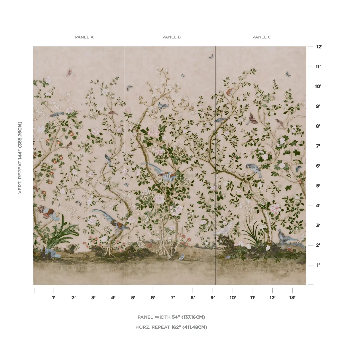 Les Oiseaux Panel Set_ PARCHMENT