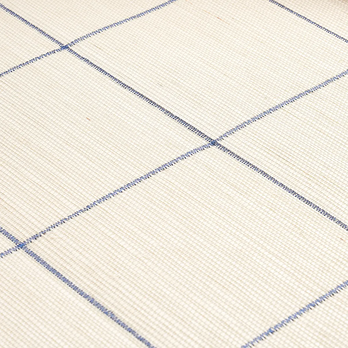 WINDOWPANE EMBROIDERED SISAL_ NAVY