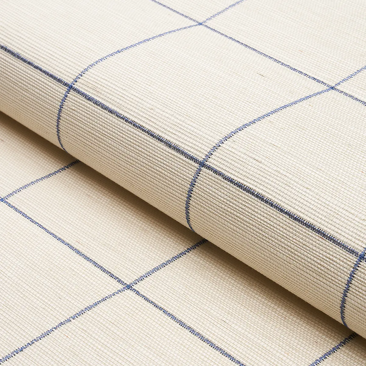 WINDOWPANE EMBROIDERED SISAL_ NAVY