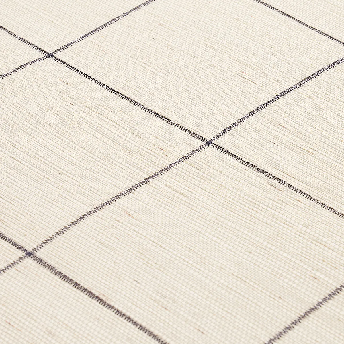 WINDOWPANE EMBROIDERED SISAL_ CHARCOAL