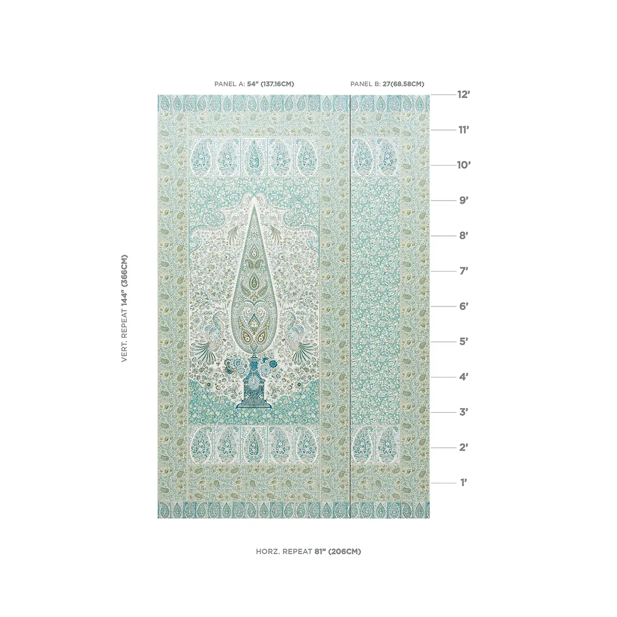 COLMERY PAISLEY PANEL SET_ PEACOCK