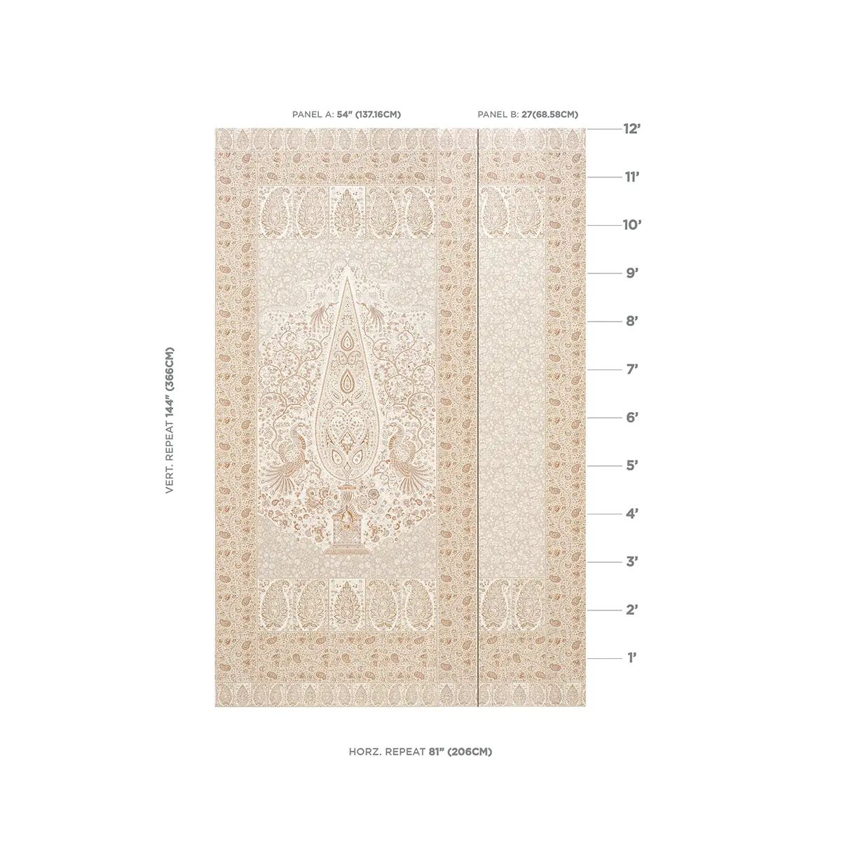 COLMERY PAISLEY PANEL SET_ PARCHMENT