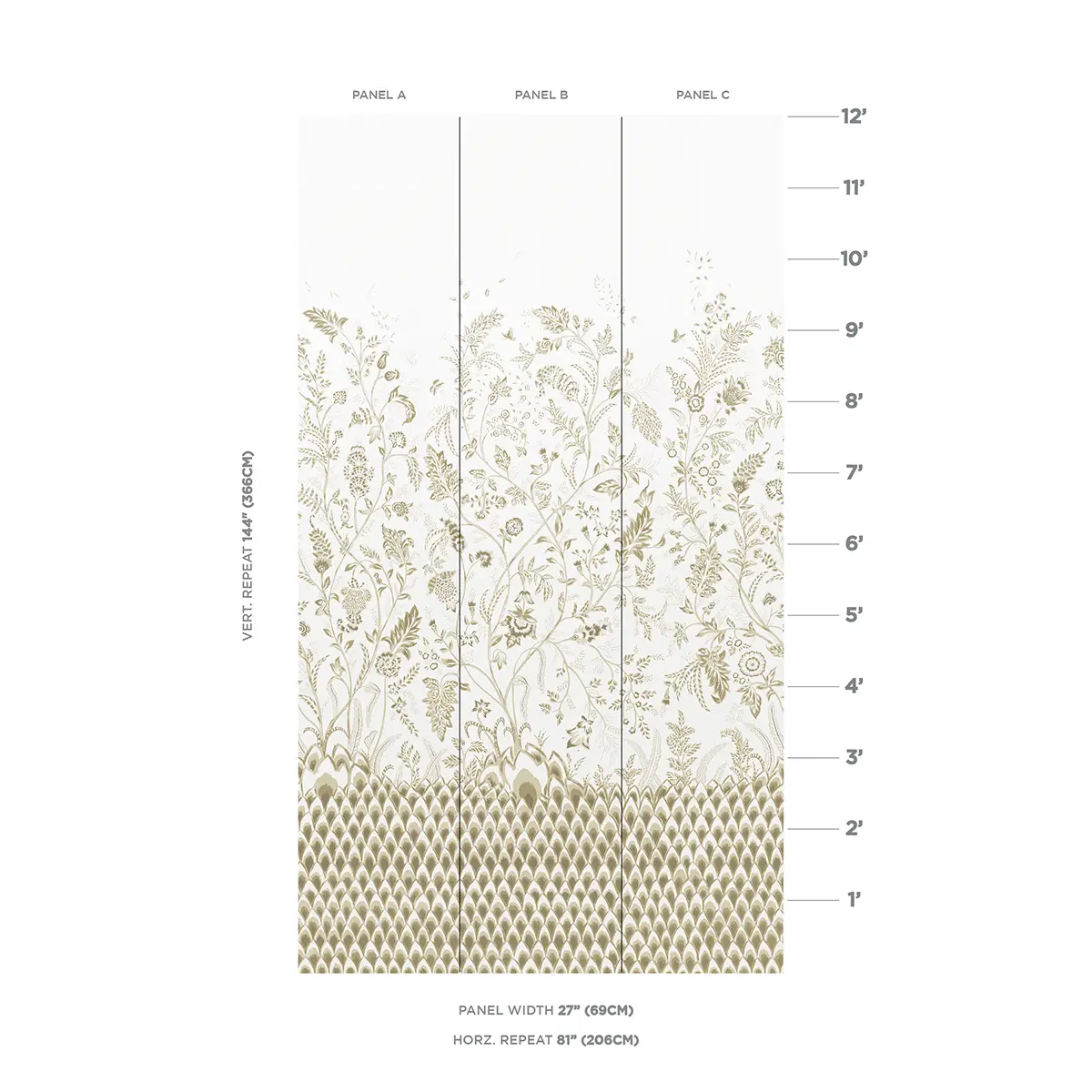 CHINOISERIE GRANDE PANEL SET_ NEUTRAL