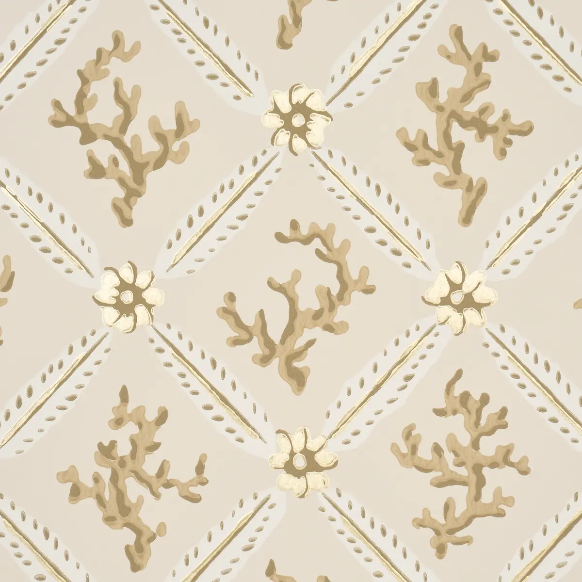 Corail Leaf Trellis_ CHAMPAGNE