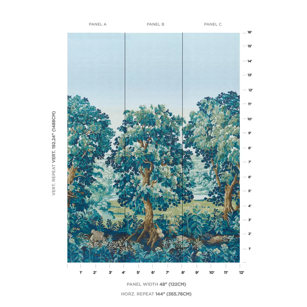 La Forêt 3 Panel Set_ AUTUMN GREEN FOREST