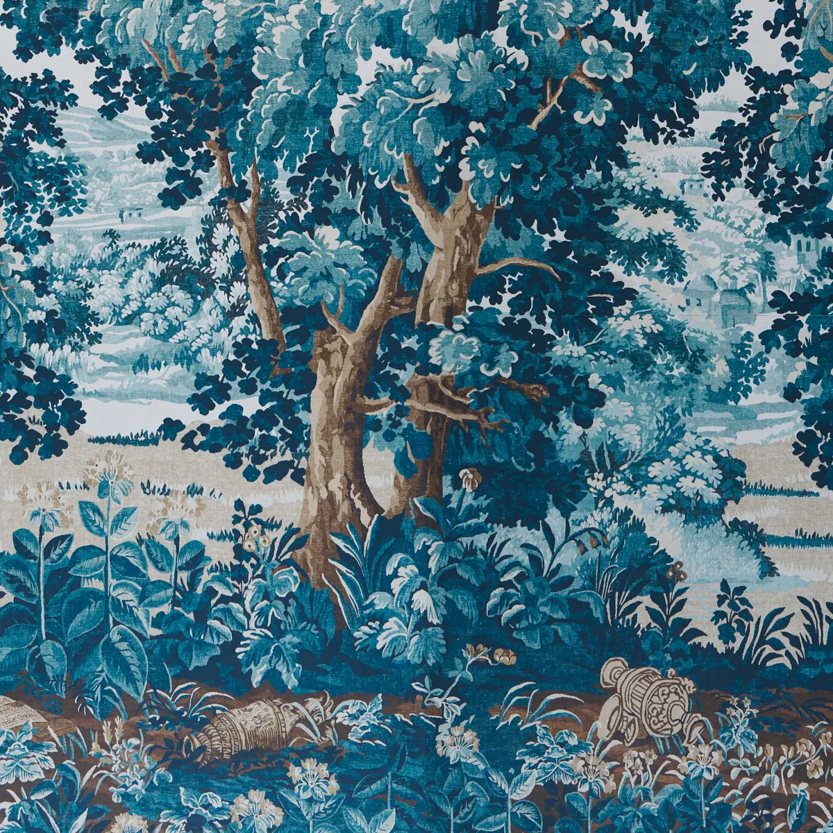 La Forêt 3 Panel Set_ ANTIQUE BLUE FOREST