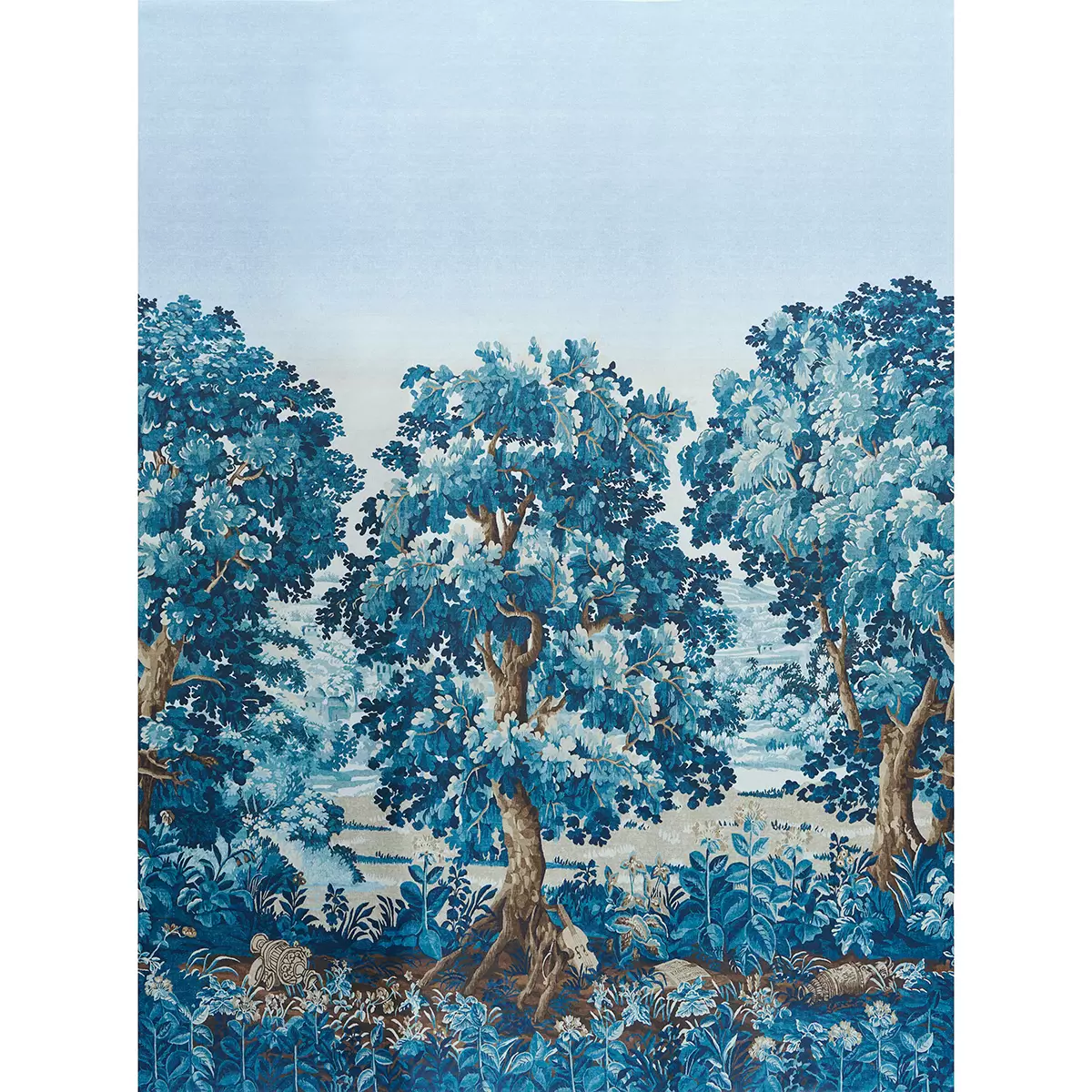 La Forêt 3 Panel Set_ ANTIQUE BLUE FOREST