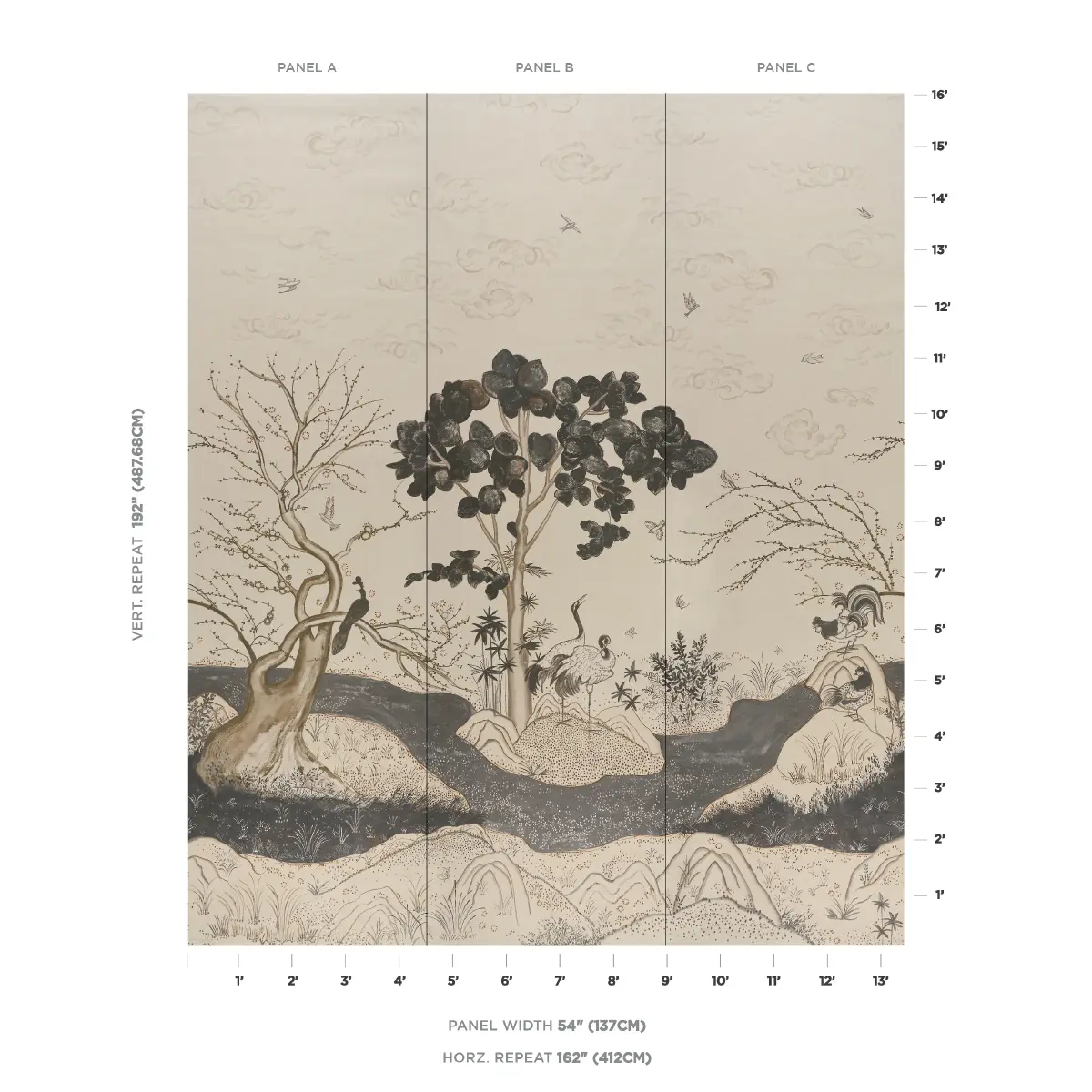 Birdsong 3 Panel Set_ CARBON