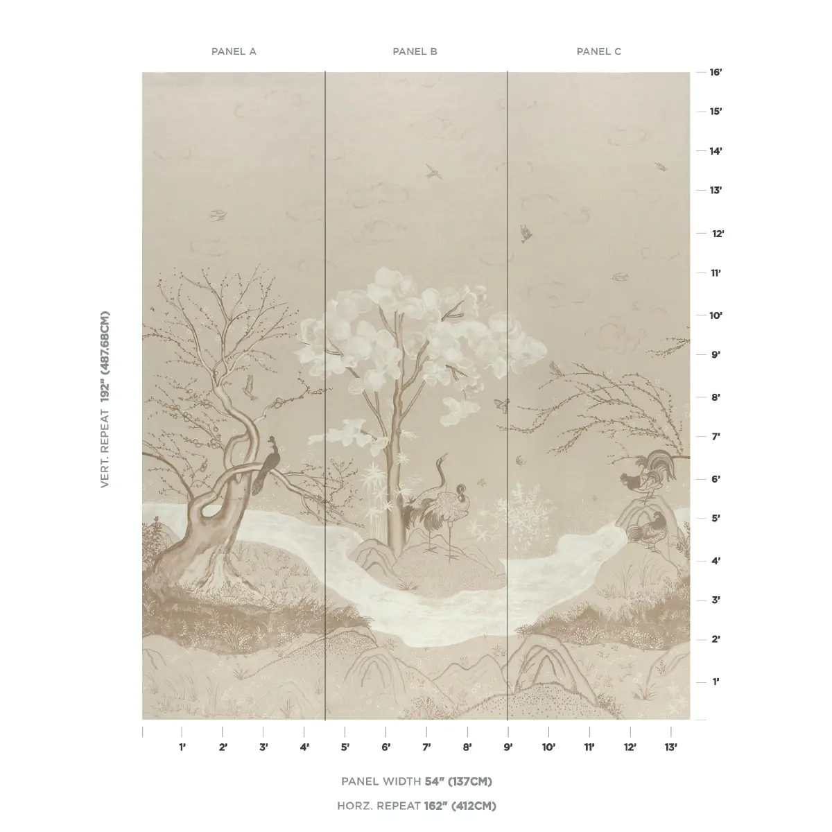 Birdsong 3 Panel Set_ IVORY