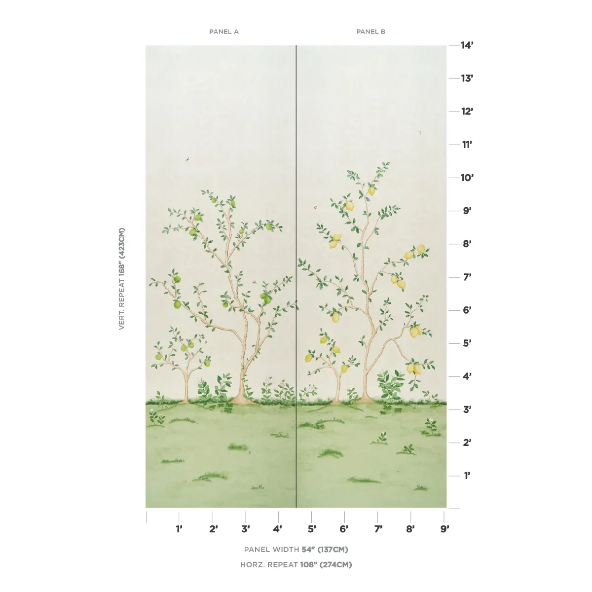 Citrus Blossom 2 Panel Set_ CREAM