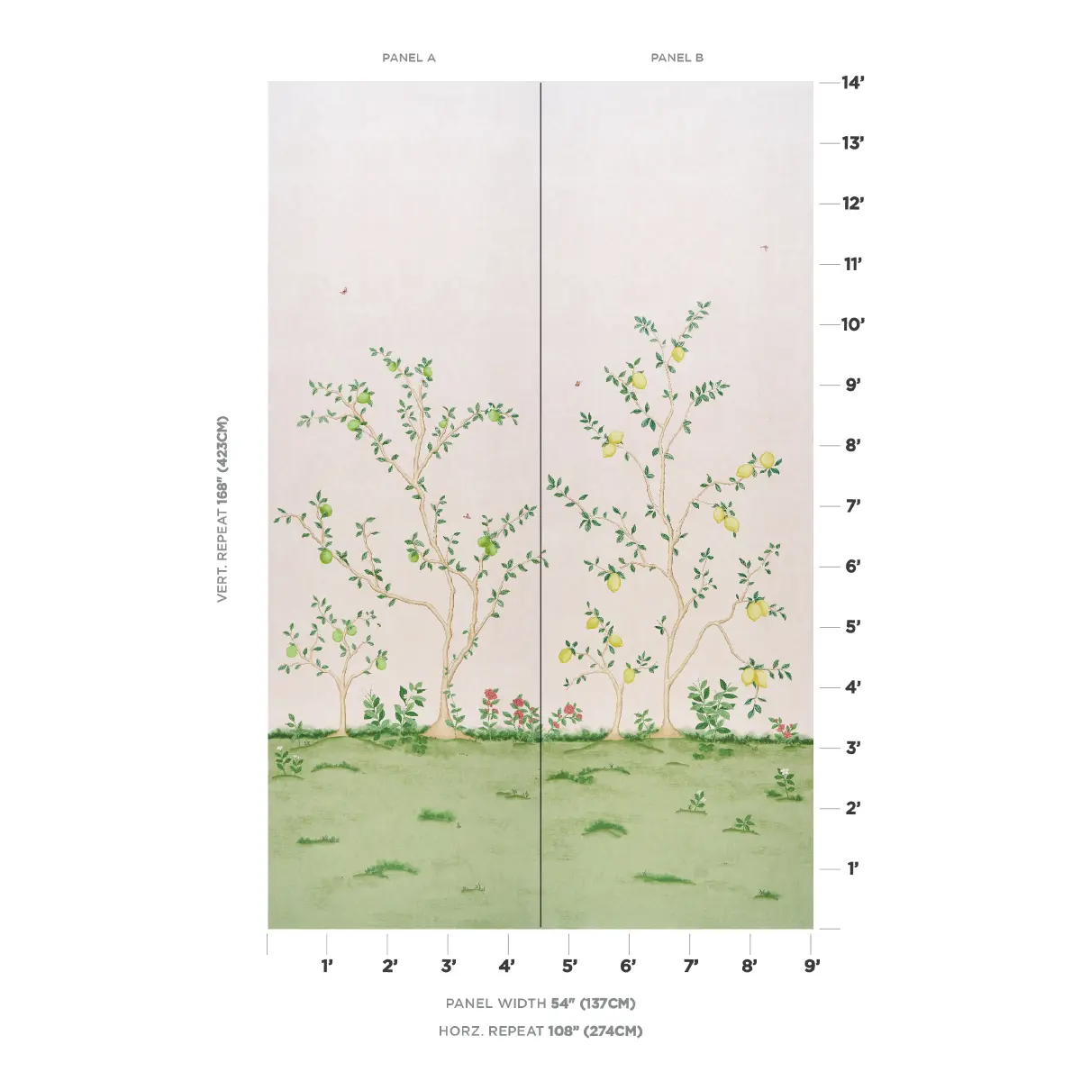 Citrus Blossom 2 Panel Set_ BLUSH