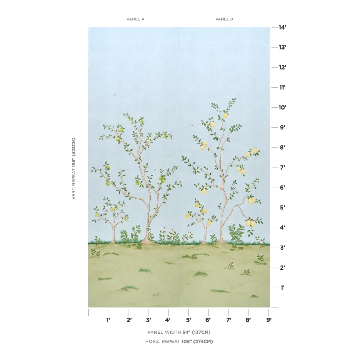 Citrus Blossom 2 Panel Set_ SKY
