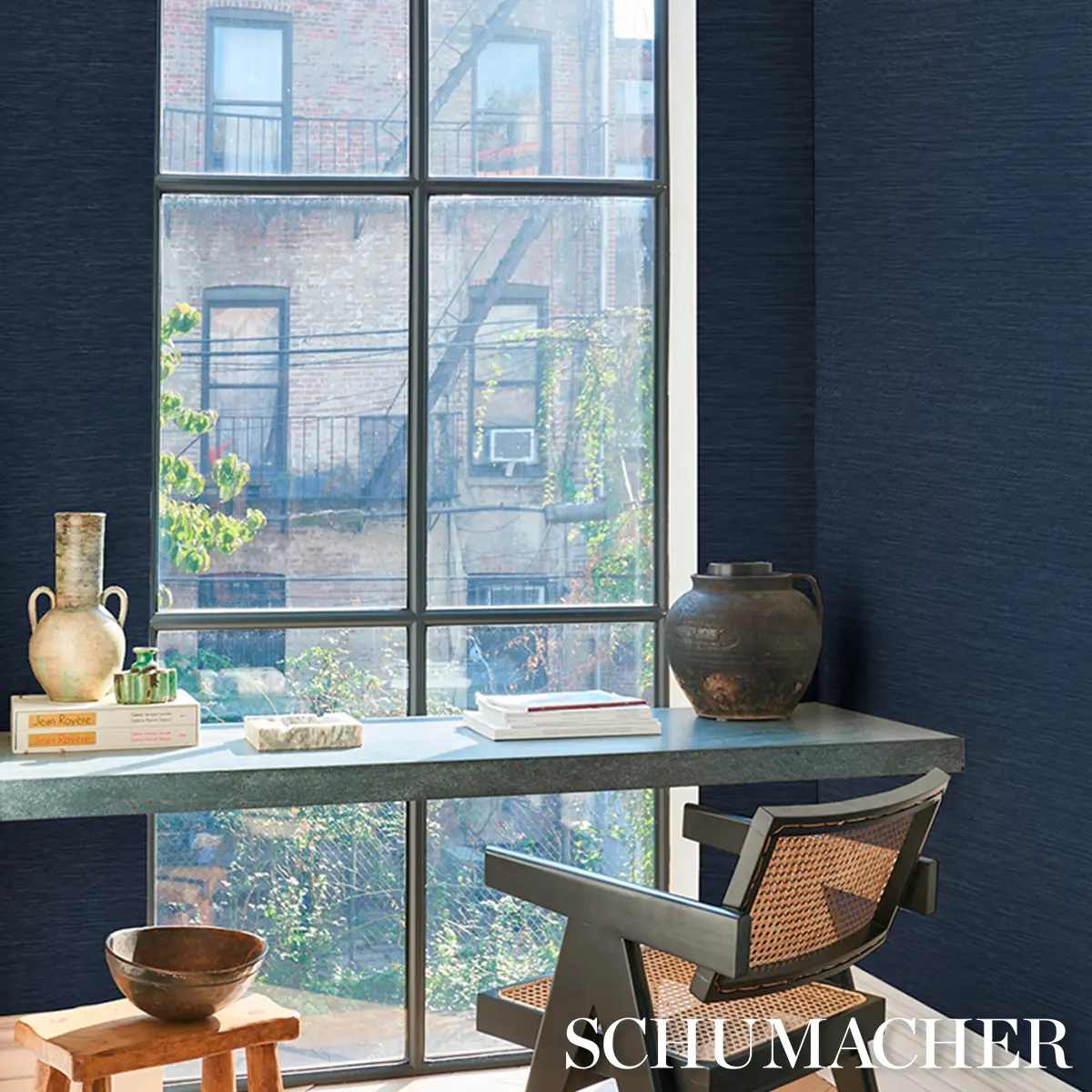 HORIZON GRASSCLOTH VINYL_ INDIGO