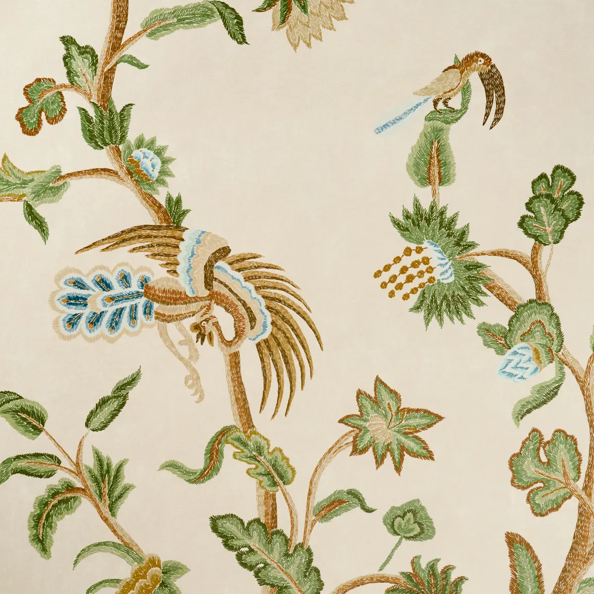 Spotswood Crewel 2 Panel Set_ SAGE