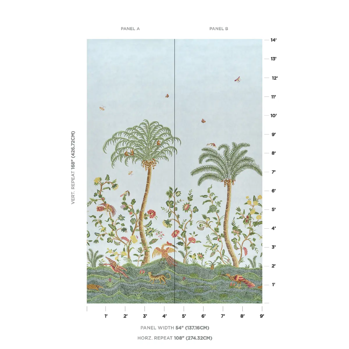 Spotswood Crewel 2 Panel Set_ SKY