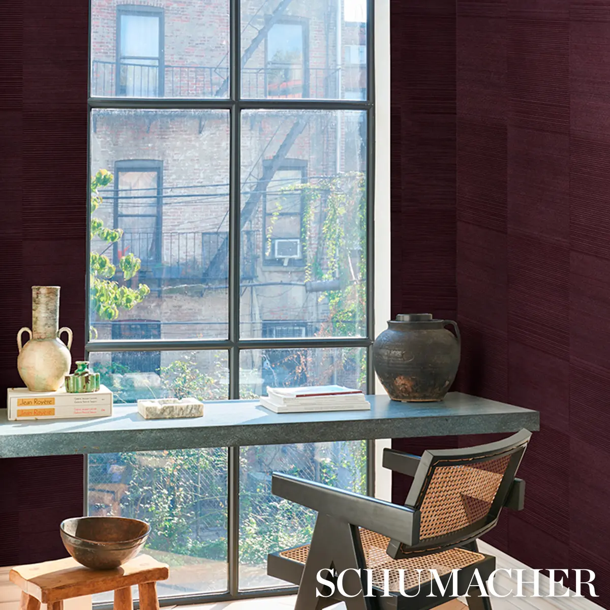Quinton Offset Rib Wallcovering_ OXBLOOD