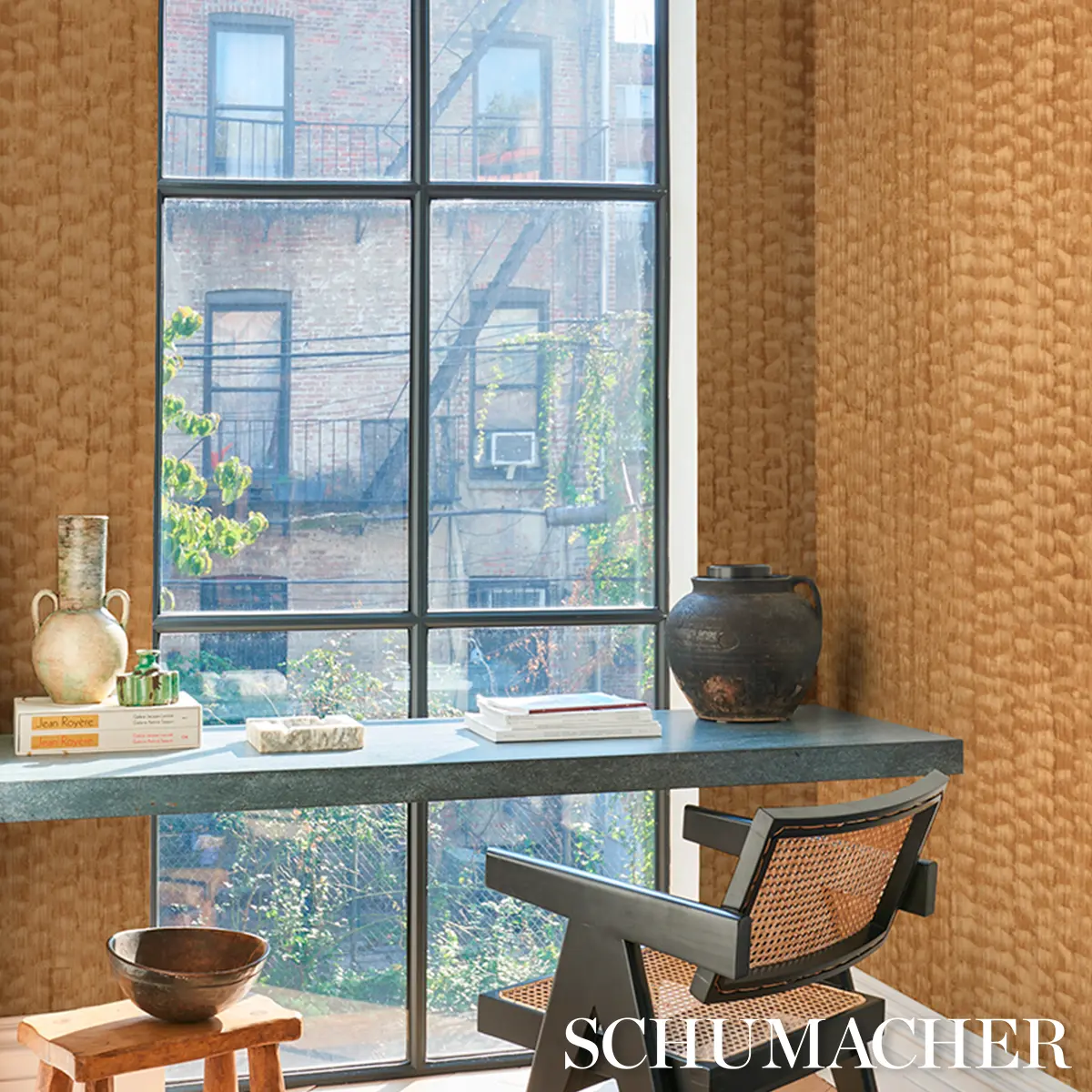 Rune Pinstripe Wallcovering_ GOLD