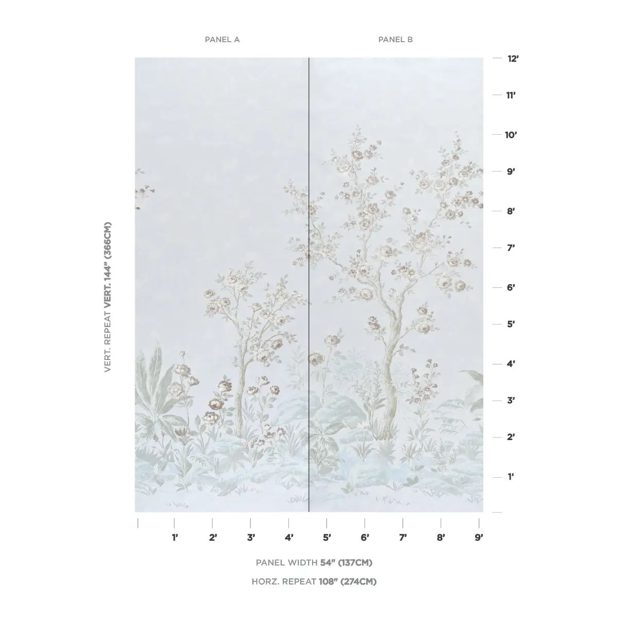 CHARLOTTE'S GARDEN 2 PANEL SET_ PERIWINKLE