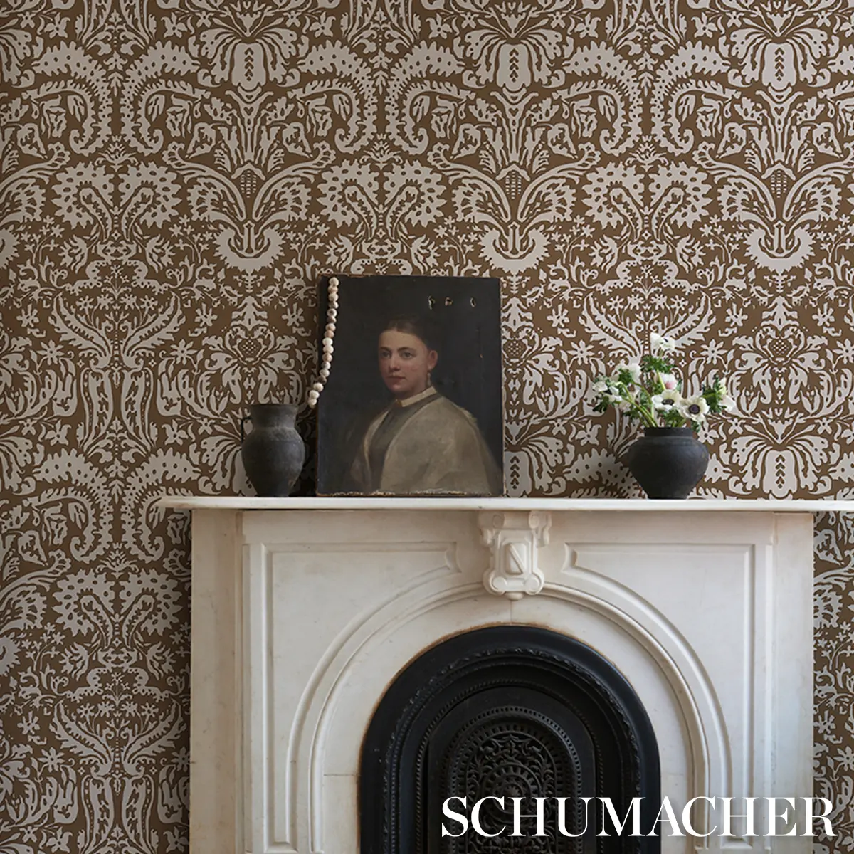 SUFFOLK DAMASK_ BROWN
