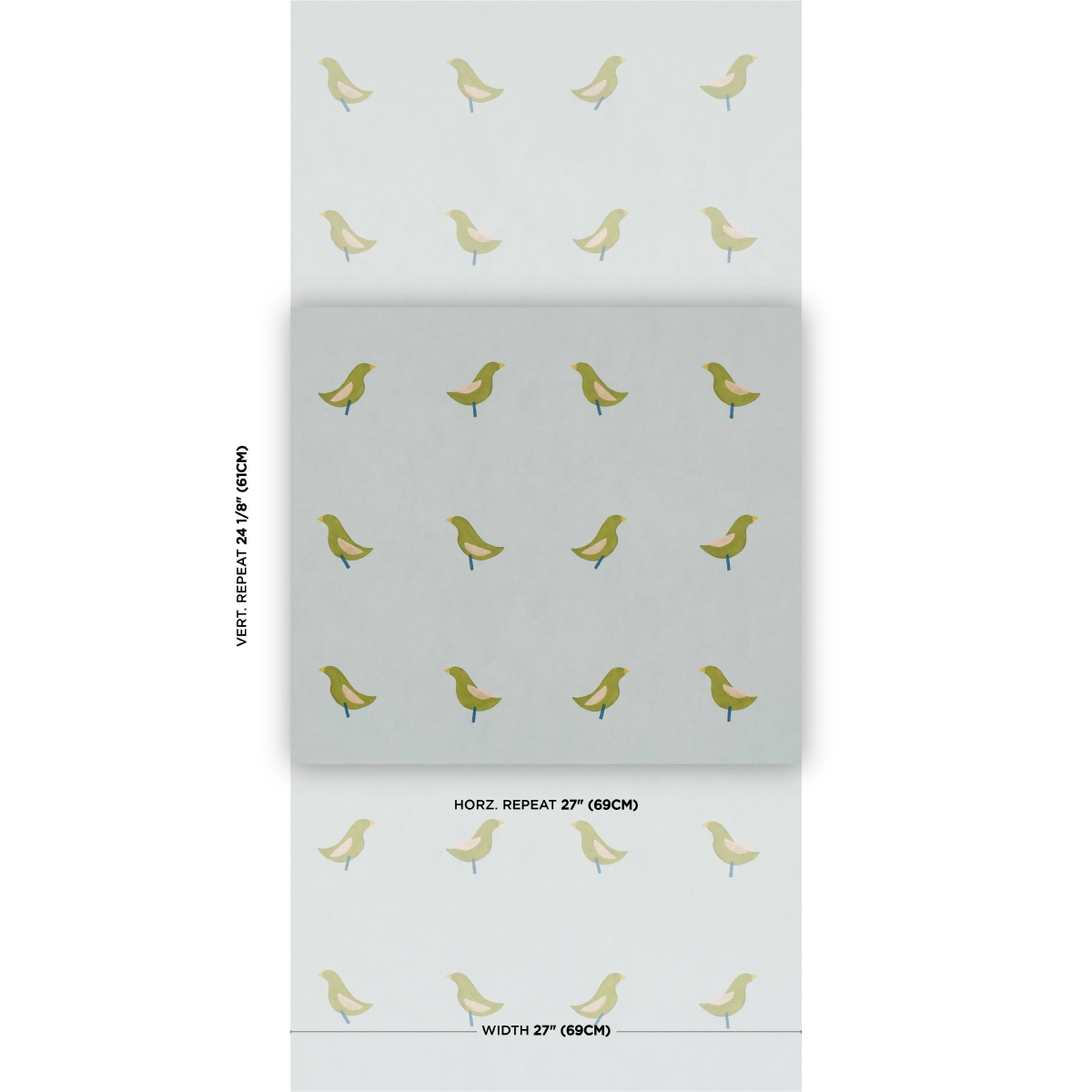 BIRDS PRINT_ GREEN ON SKY