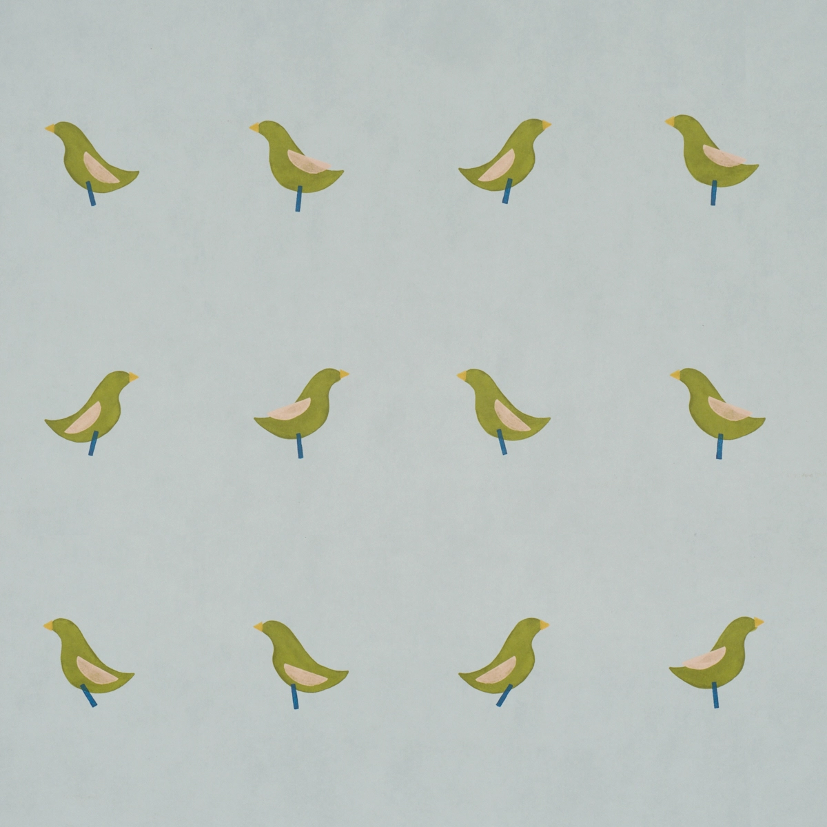 BIRDS PRINT_ GREEN ON SKY