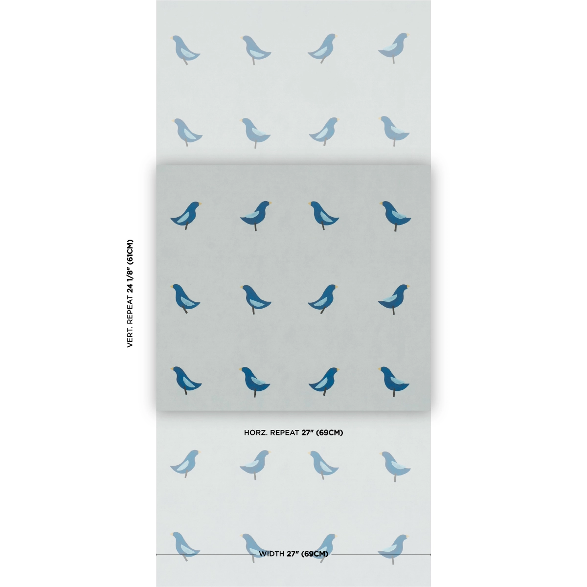 BIRDS PRINT_ NAVY ON SKY