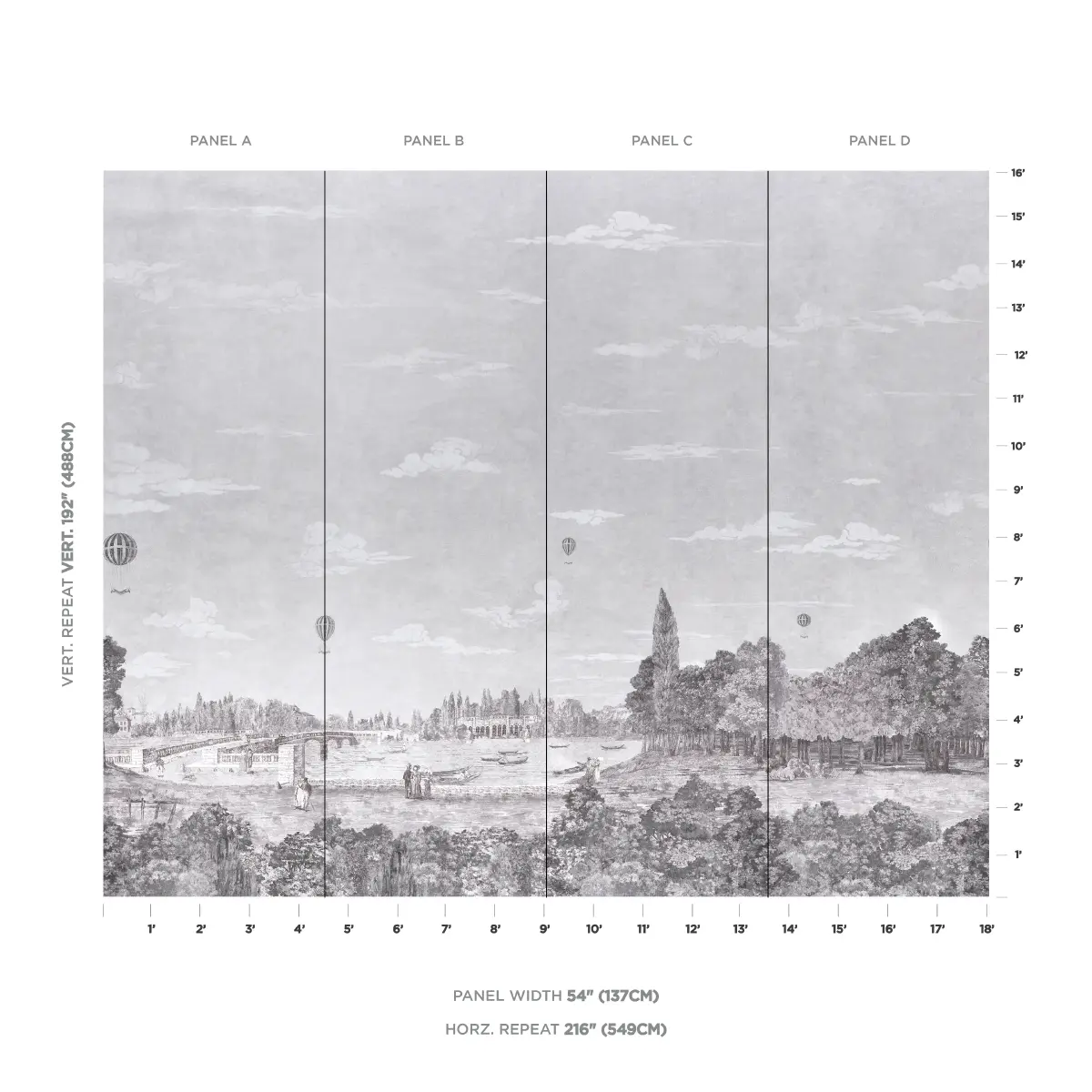 Promenade 4 Panel Set_ GRISAILLE