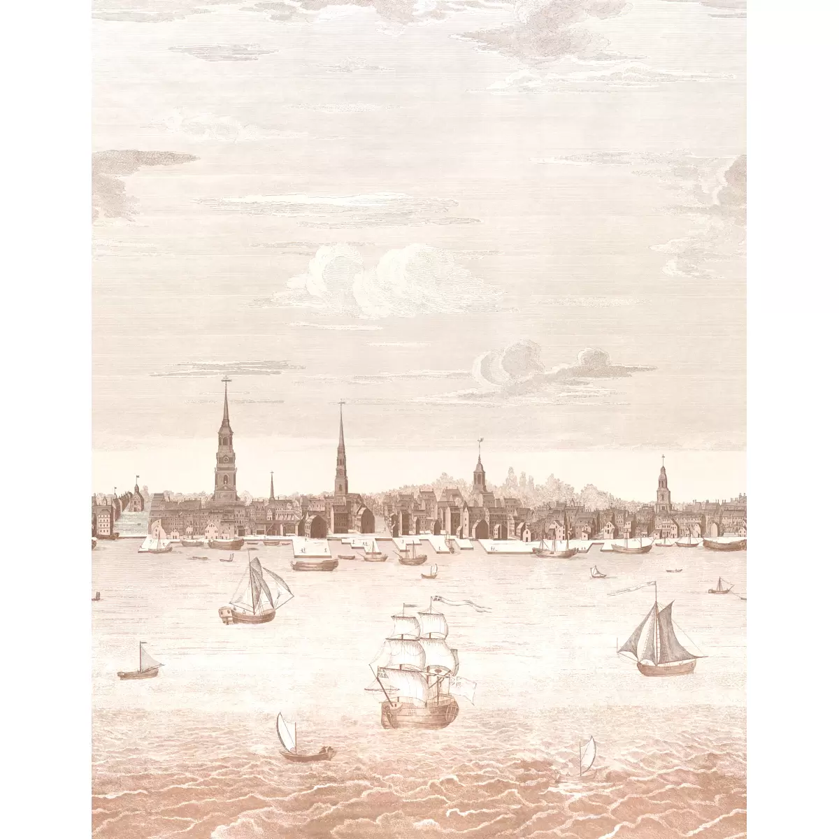 Philadelphia Harbor 3 Panel Set_ SEPIA